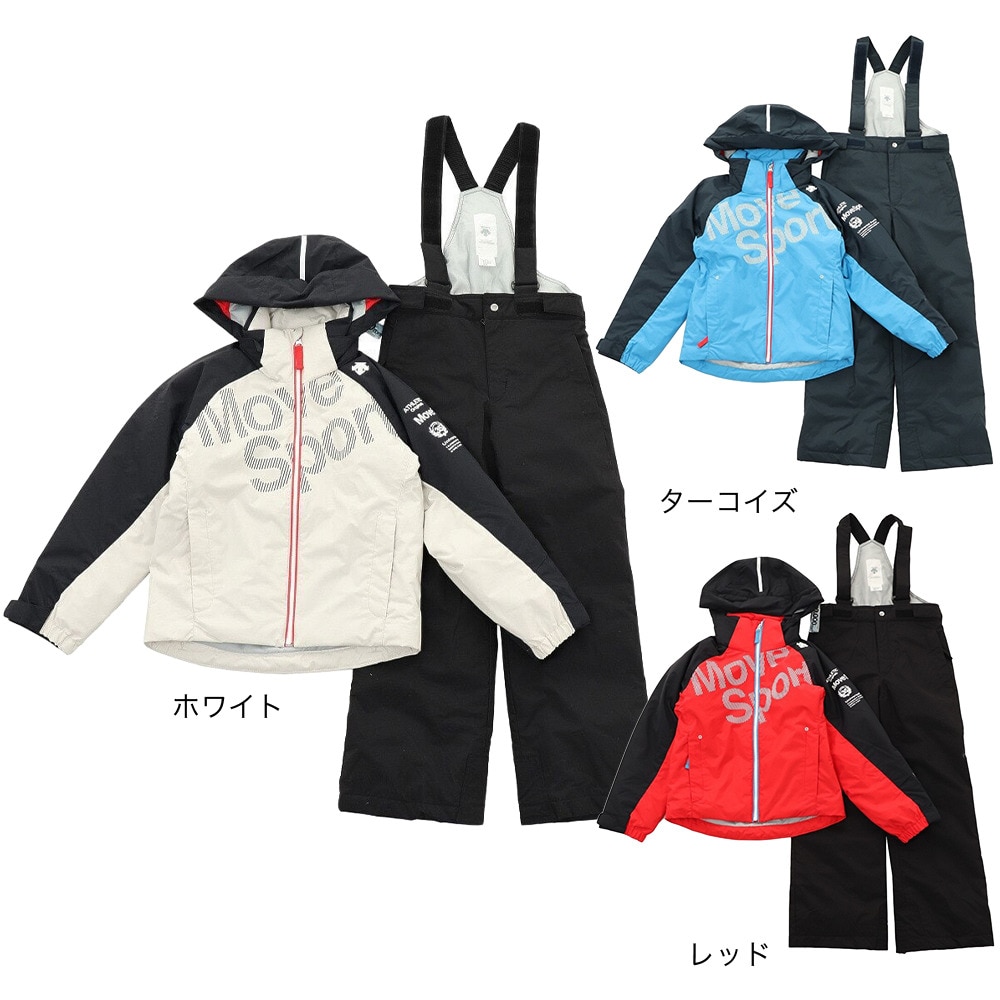 デサント（DESCENTE）（キッズ）スキーウェア スキースーツ 上下セット ボーイズ ジュニア DWJQJH01 PRT ホワイト 130 140 150 160 防水 撥水 透湿 丸洗い