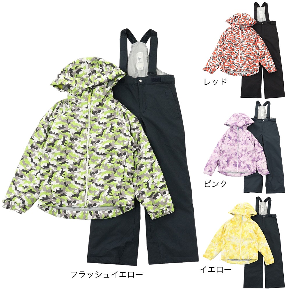 デサント（DESCENTE）（キッズ）スキーウェア スキースーツ 上下セット ボーイズ DWJSJH04 LIM フラッシュイエロー 130 140 150 160 防水 撥水 透湿 丸洗い