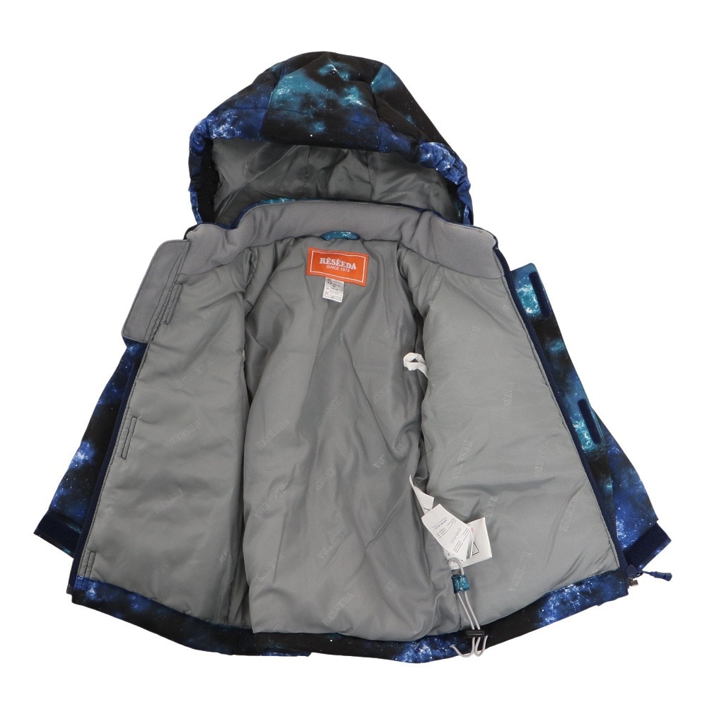 レセーダ（RESEEDA）（キッズ）スキーウエア 上下セット TODDLER SUIT トドラースーツ RES55003 735S637 宇宙柄 ブルー 抗菌 サイズ調整 スキー スノボ 雪遊び