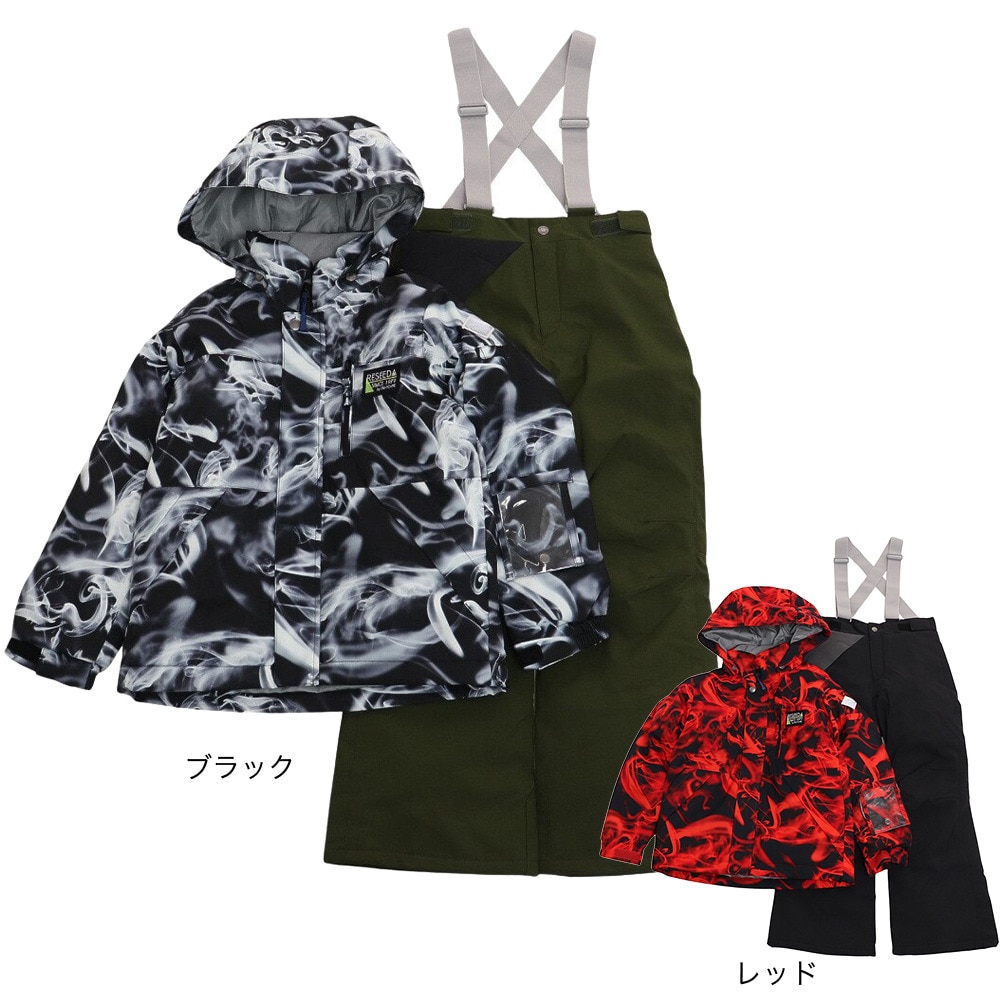 レセーダ（RESEEDA）（キッズ）スキーウエア 上下セット JUNIOR SUIT ジュニアスーツ RES75002 009K338 BLK KHK 抗菌 サイズ調整 スキー スノーボード 雪遊び