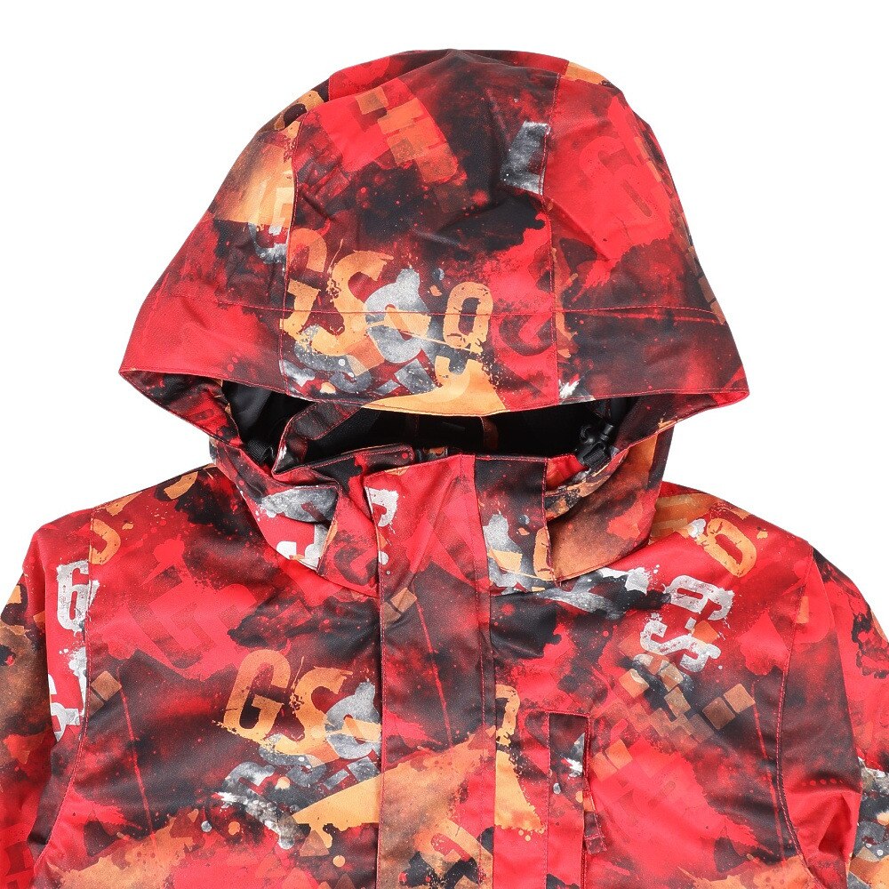 GS-9（GS-9）（キッズ）ジュニア スキーウェア スーツ 上下セット タイポグラフィスーツ 321NN2HHM0041 RED レッド サイズ調整 抗菌