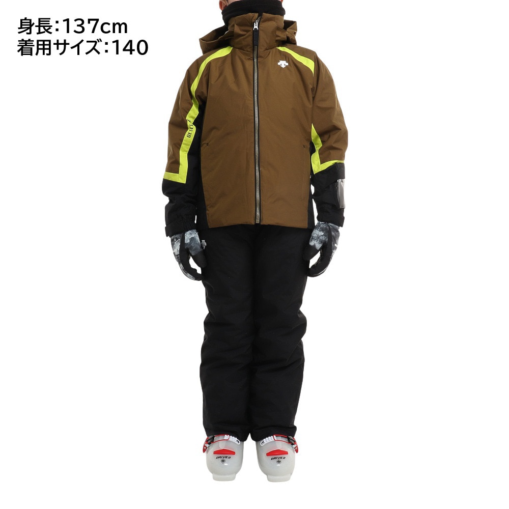 デサント（DESCENTE）（キッズ）スキーウエア ジュニア 上下 セット DWJUJH02X NTG ブラック サイズ調整 130 140 150  160 スキー スノーボード 雪遊び