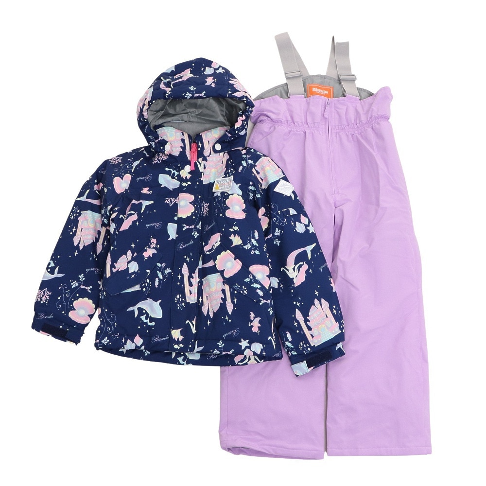 レセーダ（RESEEDA）（キッズ）スキーウエア 上下セット TODDLER SUIT トドラースーツ RES55005 699M850 NVY LIL 抗菌 サイズ調整 スキー スノーボード 雪遊び