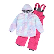 P-PRITY（P-PRITY）（キッズ）ジュニア スキーウェア スーツ ビブパンツ セット ガールズ タイポグラフティ 321NN2HHM0046 PNK ピンク サイズ調整 抗菌