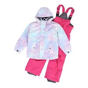 (キッズ)ジュニア スキーウェア スーツ ビブパンツ セット ガールズ タイポグラフティ 321NN2HHM0046 サイズ調整 抗菌