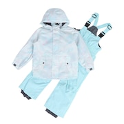 P-PRITY（P-PRITY）（キッズ）ジュニア スキーウェア スーツ ビブパンツ セット ガールズ タイポグラフティ 321NN2HHM0046 WHT ブルー サイズ調整 抗菌