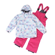 (キッズ)ジュニア スキーウェア スーツ ビブパンツ セット ガールズ タイポグラフティ 321NN2HHM0047 サイズ調整 抗菌