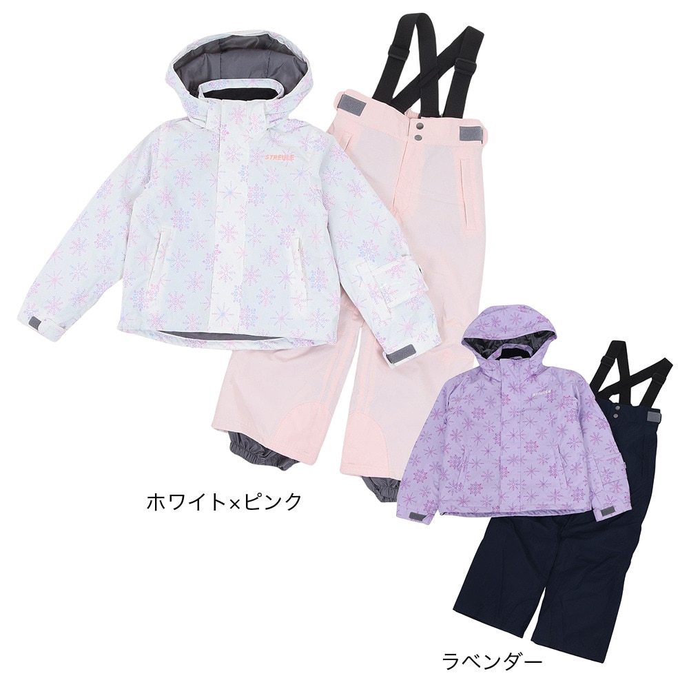 シュトロイレ（STREULE）（キッズ）ジュニア ガールズ スキーウェア スノーフレークスーツ 上下セット ST23FW0037 WHT サイズ調整