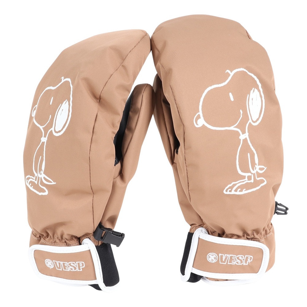 ベスプ（VESP）（メンズ、レディース）ミトングローブ スキー スノーボード スヌーピー Peanuts Collaboration Light Warm Mitten SNMG1030TAN