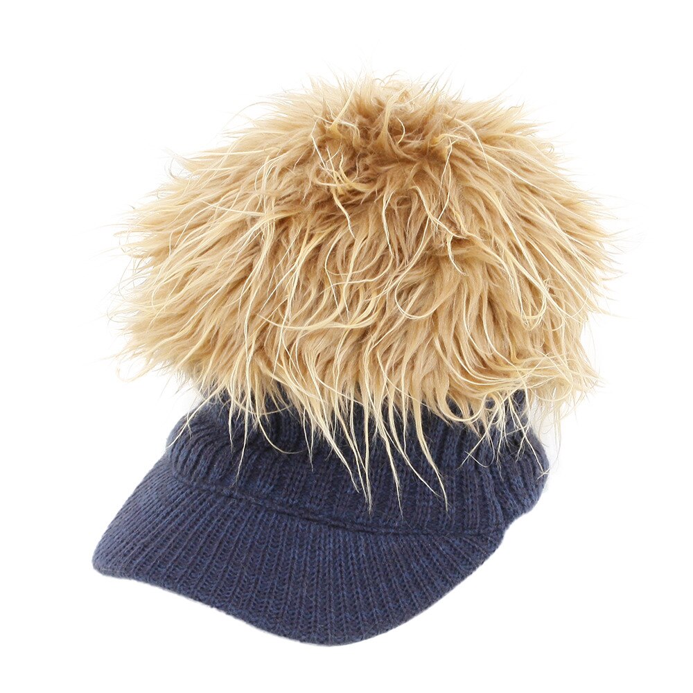 スキー スノーボード ニット帽 メンズ ダミーヘアー ツバ付 181r5743 Nvy ニットキャップ ア ジュ スポーツ用品はスーパースポーツゼビオ