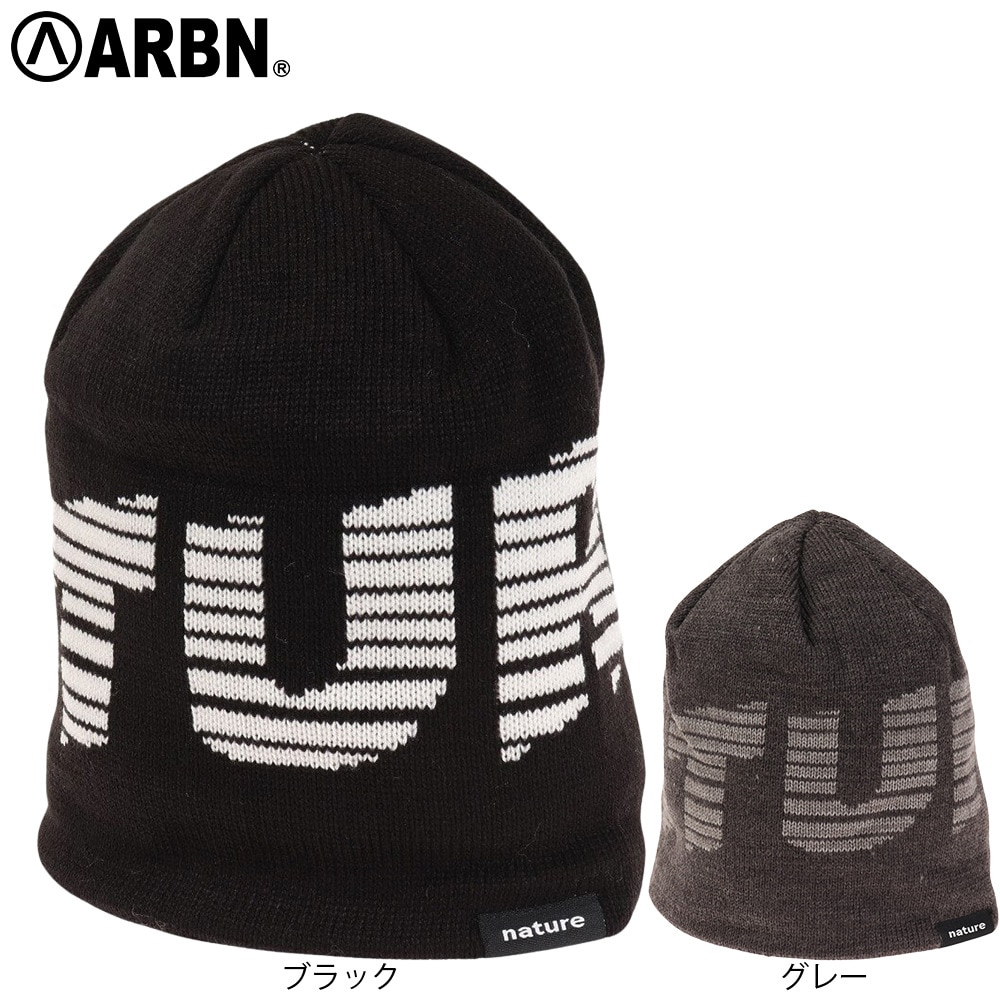 エアボーン（ARBN）（メンズ）帽子 ビーニー BIG ロゴ ニットキャップ ブラック AB33WC1384 BLK