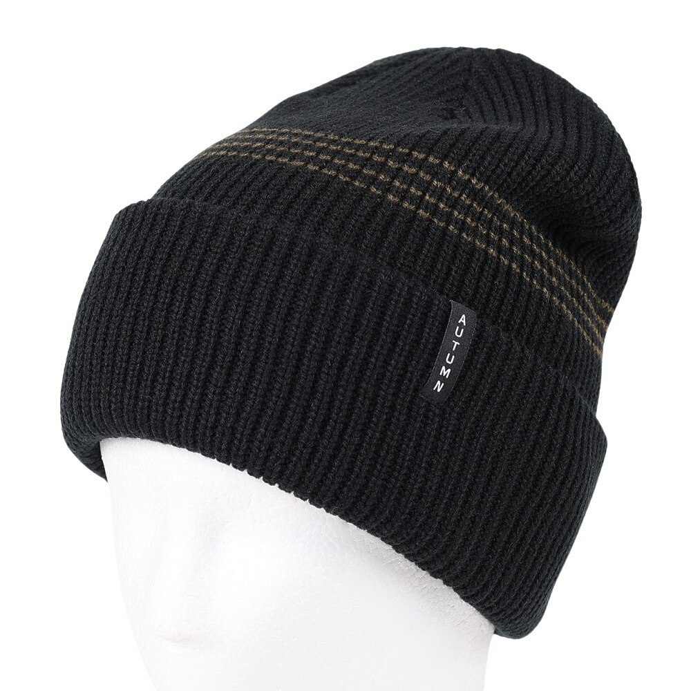 AUTUMN（メンズ、レディース）ニット帽 ニットキャップ AT23 MINI STRIPE BLACK