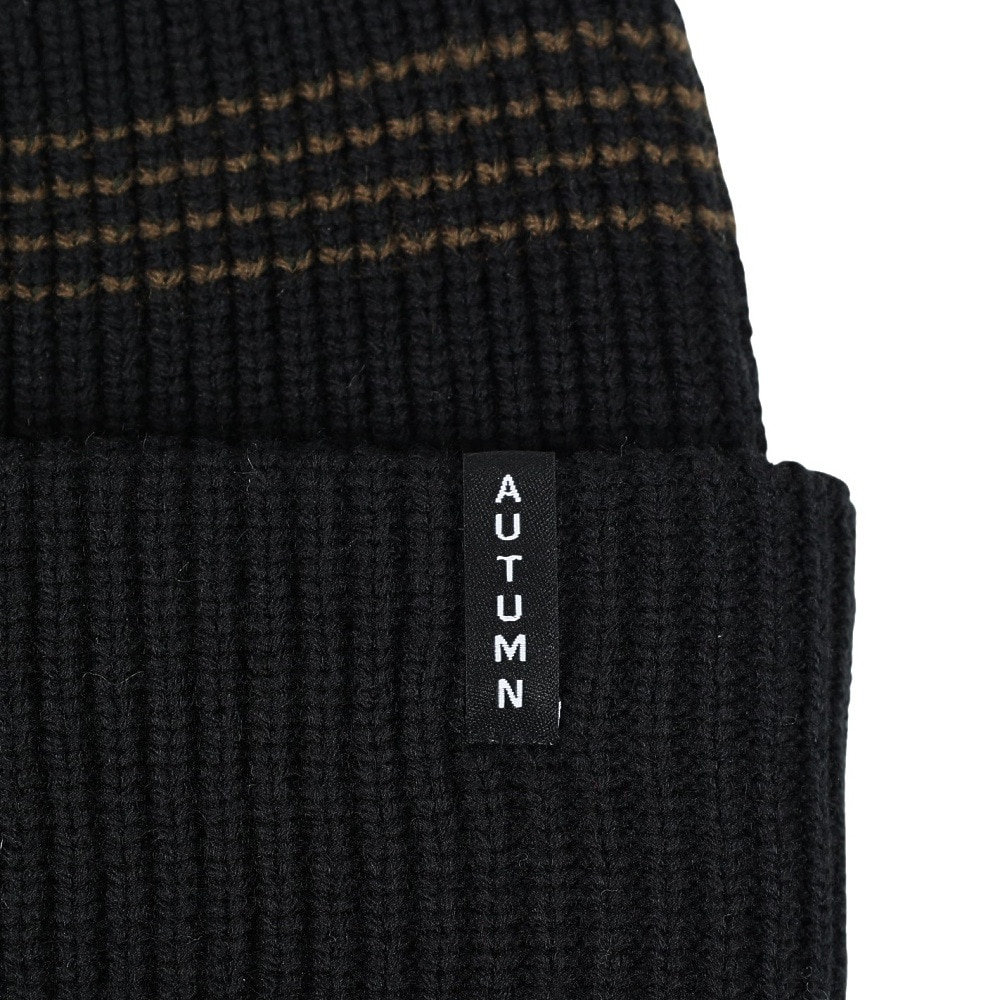 AUTUMN（メンズ、レディース）ニット帽 ニットキャップ AT23 MINI STRIPE BLACK