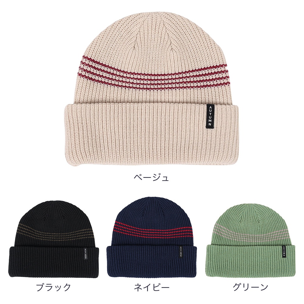AUTUMN（メンズ、レディース）ニット帽 ニットキャップ AT23 MINI STRIPE BLACK