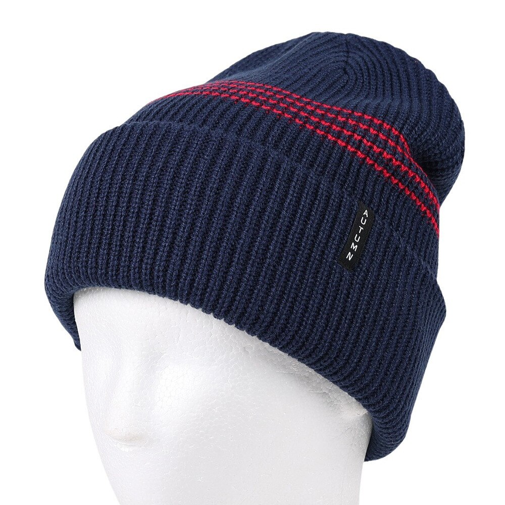 AUTUMN（メンズ、レディース）ニット帽 ニットキャップ AT23 MINI STRIPE NAVY