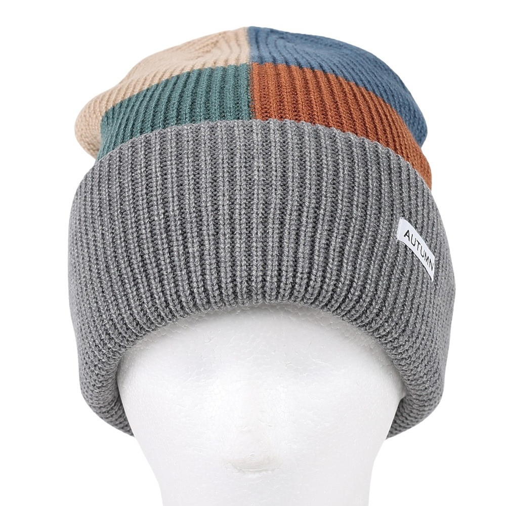 AUTUMN（メンズ、レディース）帽子 ニット帽 AT23 PATCHWORK GREY