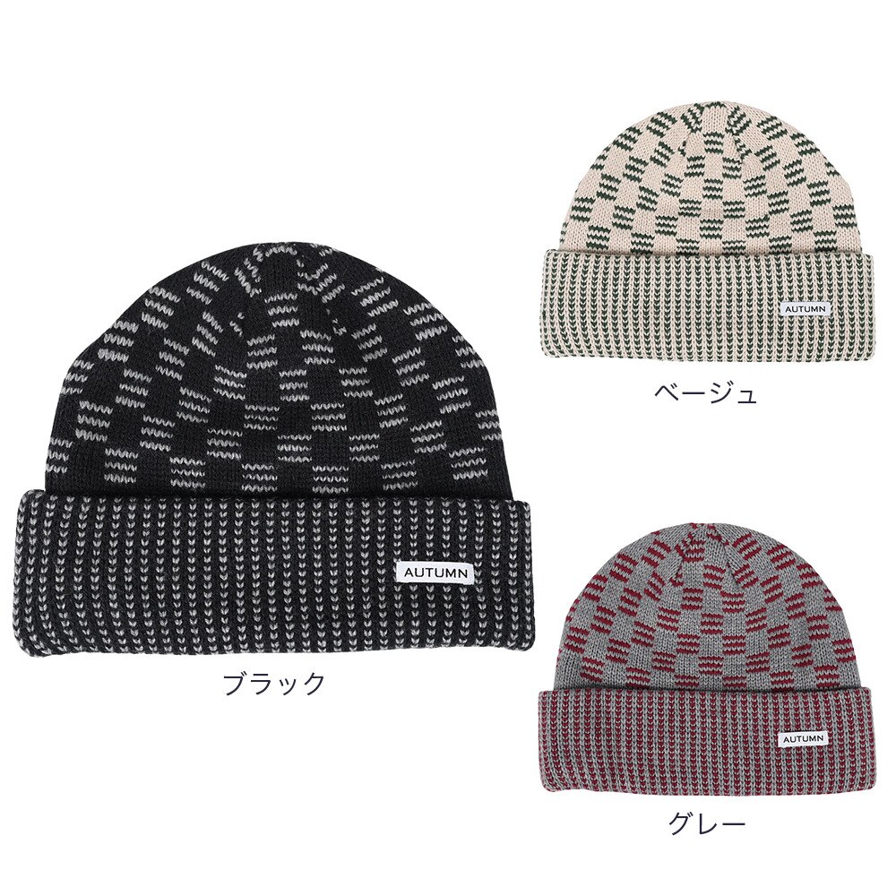 AUTUMN（メンズ）帽子 ニット帽 AT23 SQUARED BLACK