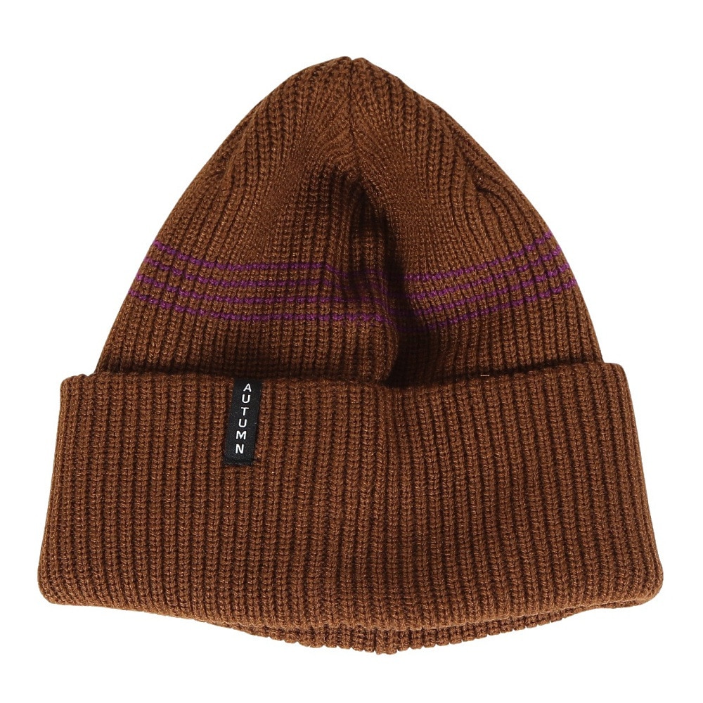 AUTUMN（メンズ、レディース）ビーニー ニット帽 AT24 MINI STRIPE BROWN