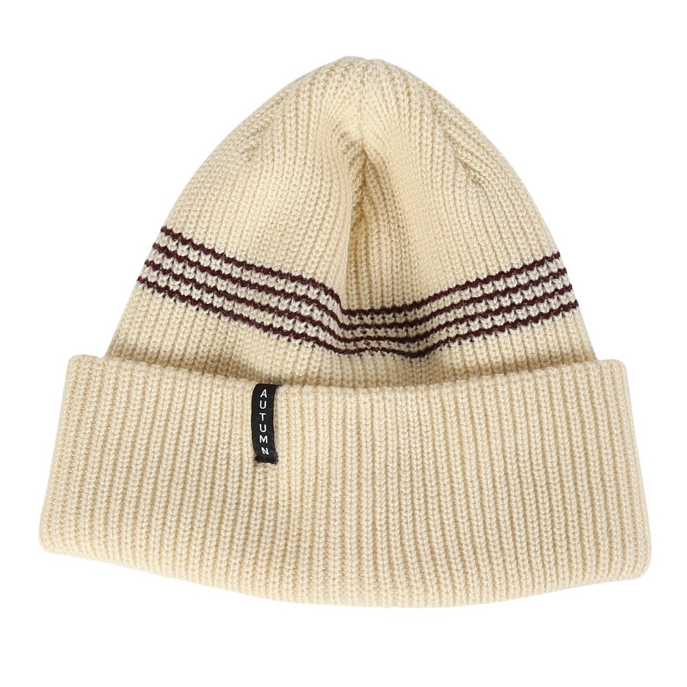 AUTUMN（メンズ、レディース）ビーニー ニット帽 AT24 MINI STRIPE NATUR