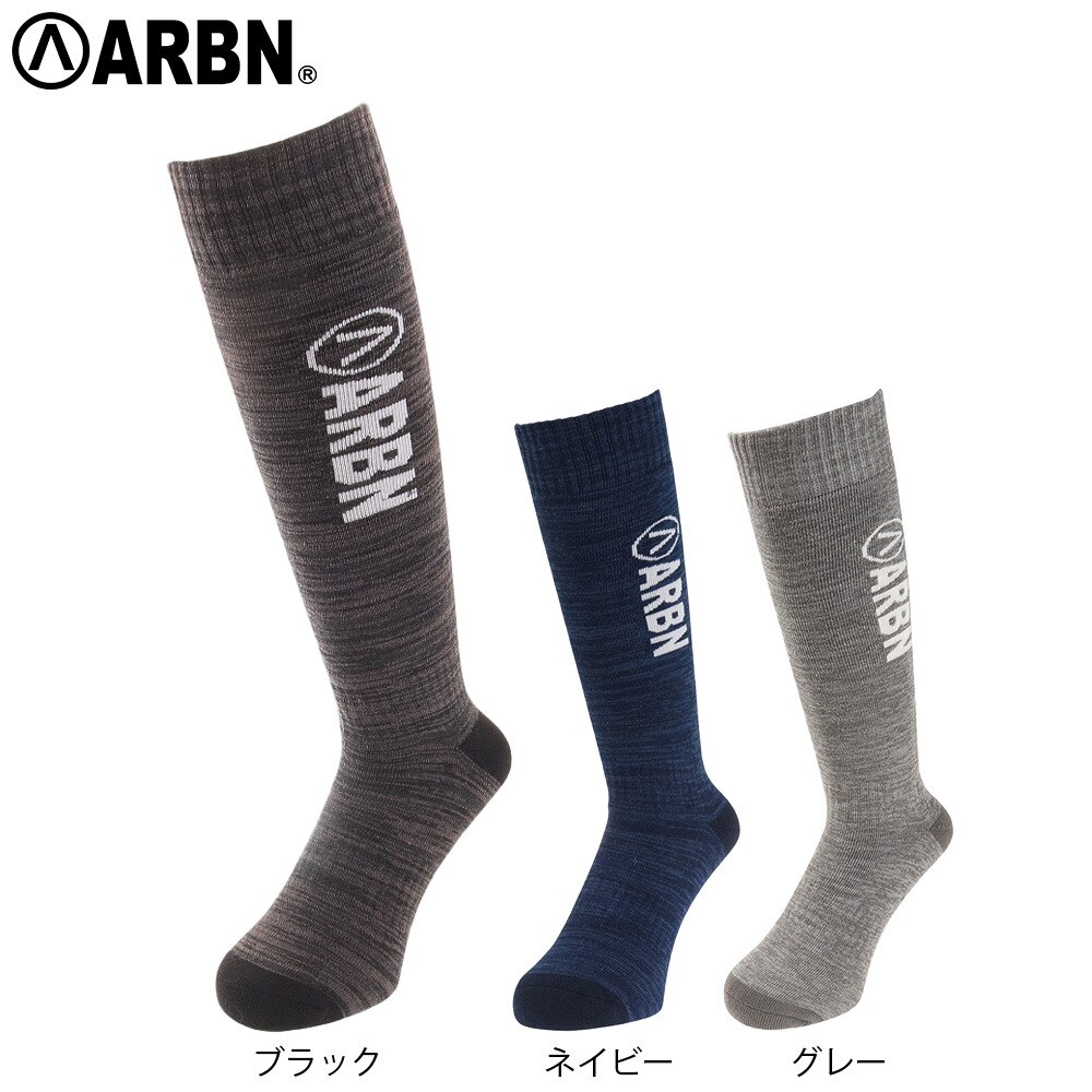 エアボーン（ARBN）（メンズ）靴下 ソックス ベーシックソックス ブラック AB33WC0001 BLK 防寒 保温 抗菌防臭