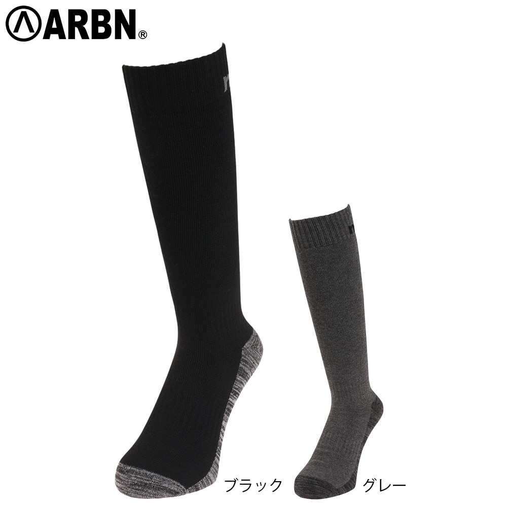 エアボーン（ARBN）（メンズ）靴下 ソックス 切り替え柄 グレー AB33WC0002 GRY 防寒 保温 抗菌防臭 足首サポート