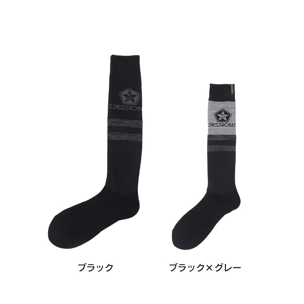 セッションズ（SESSIONS）（メンズ）靴下 切替 柄ソックス 2340004GRY