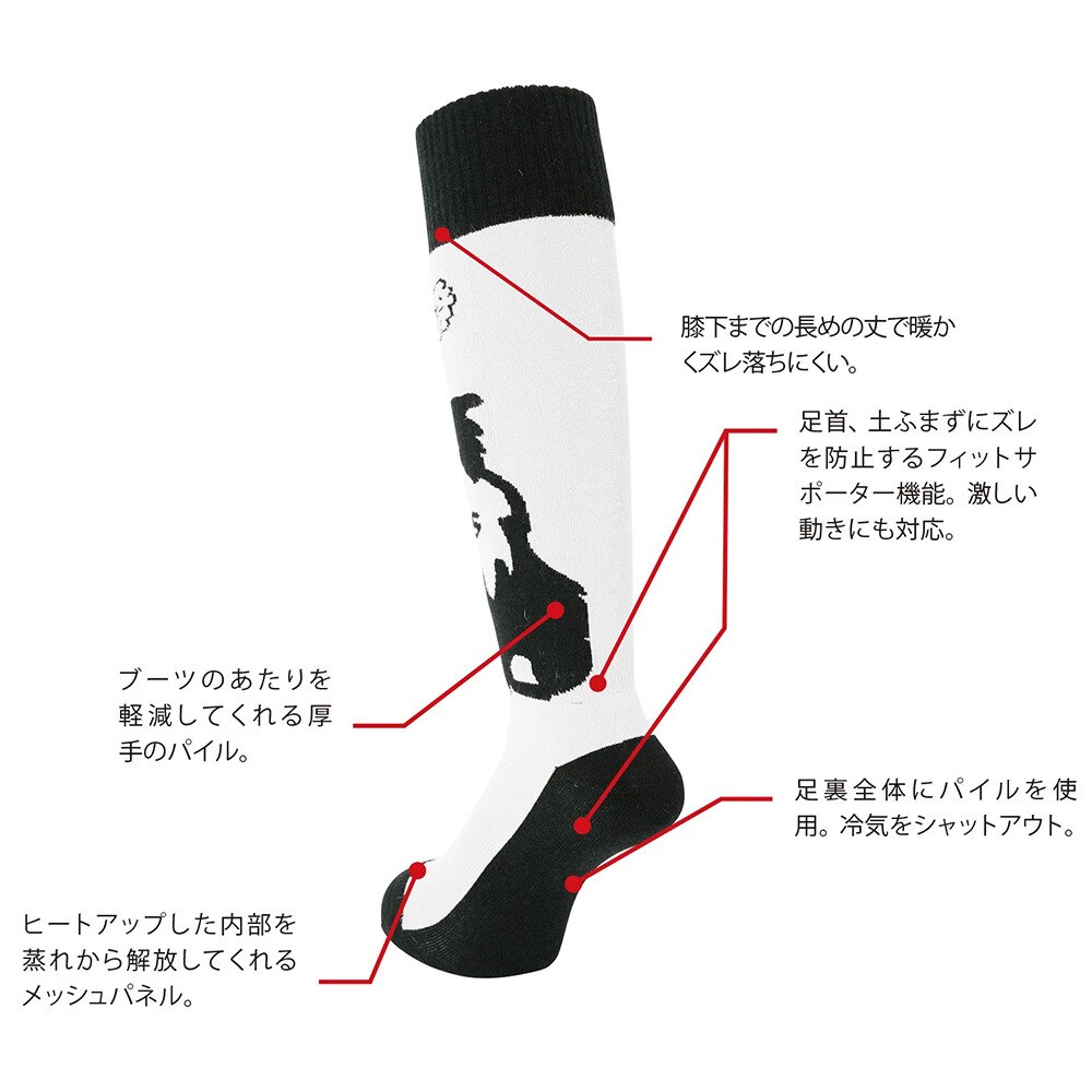 エビス（ebs）（メンズ、レディース）ソックス スキー スノーボード ズレ防止 4300455-VERY WARM DOG WH