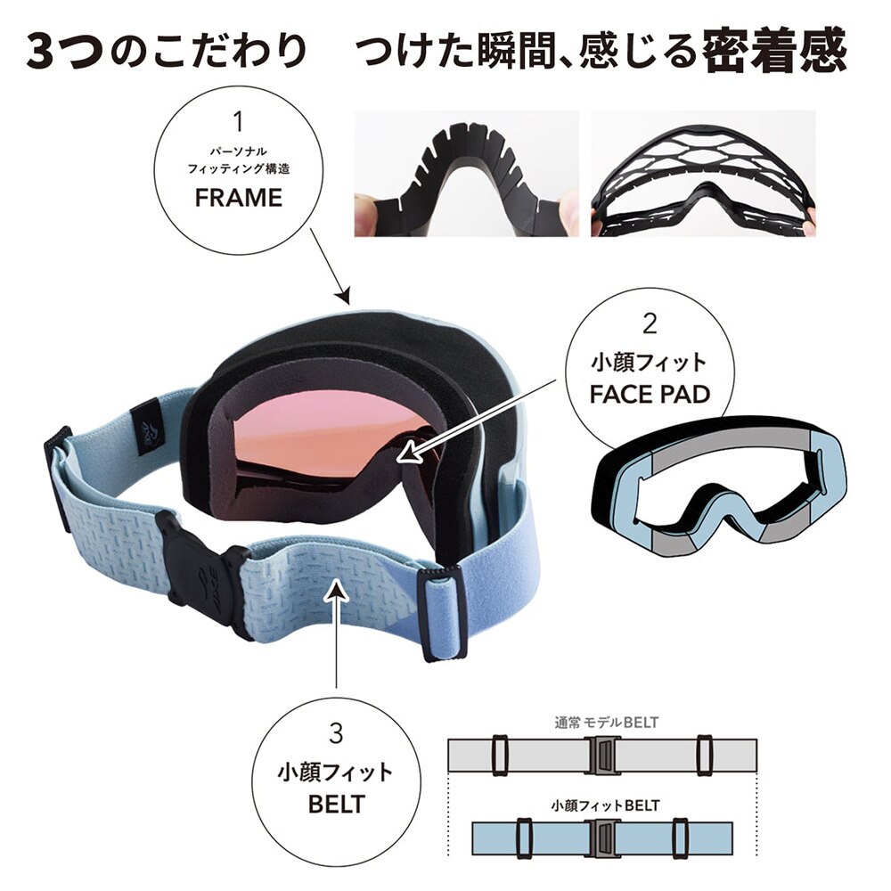 アックス（AXE）（レディース）ゴーグル スキー スノーボード AX800-XS BU 眼鏡対応
