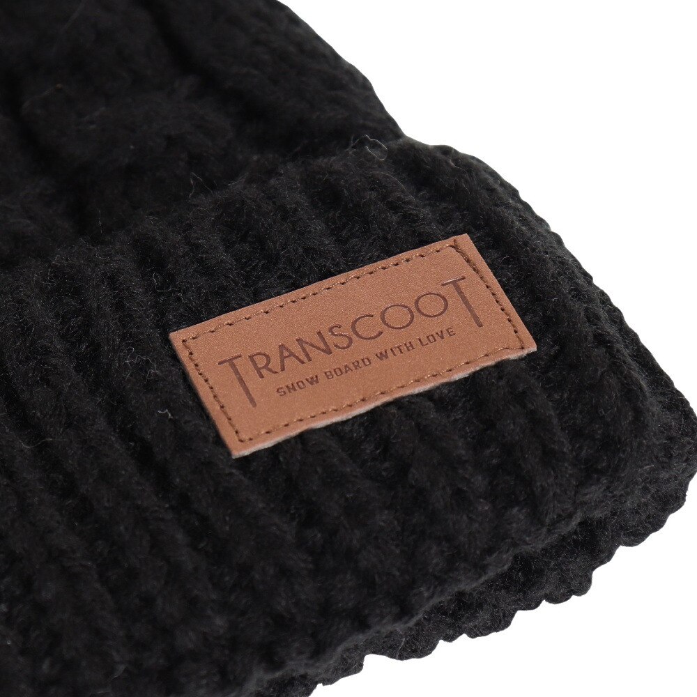 トランスクート（TRANSCOOT）（レディース）帽子 ニット帽 ポンポン ビーニー ブラック TRB1001BK 防寒 スキー スノーボード
