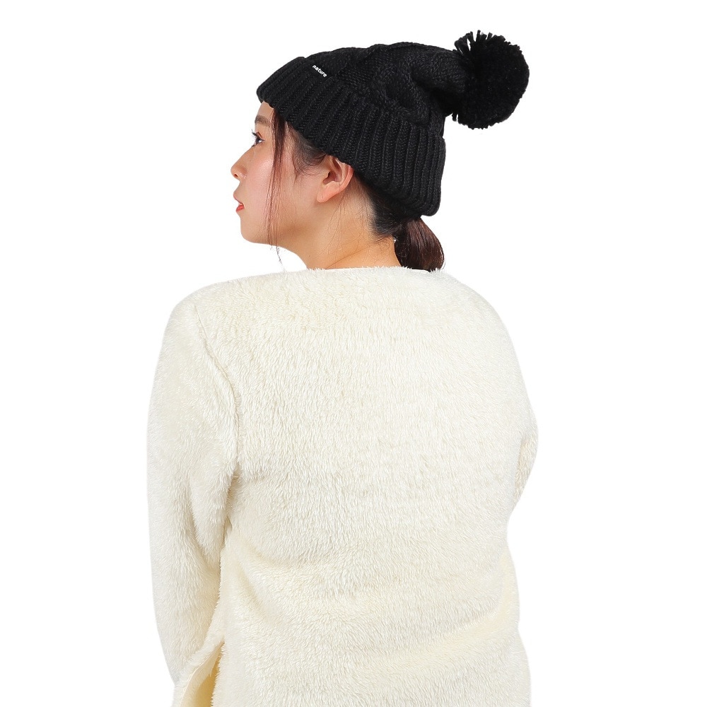 エアボーン（ARBN）（レディース）ニット帽 ニットキャップ NATURE POM AB43WC1570 BLK