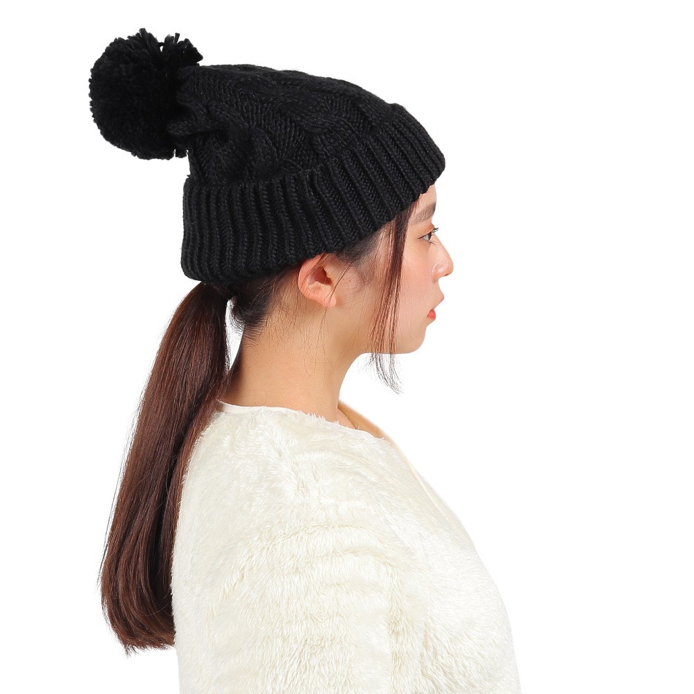 エアボーン（ARBN）（レディース）ニット帽 ニットキャップ NATURE POM AB43WC1570 BLK