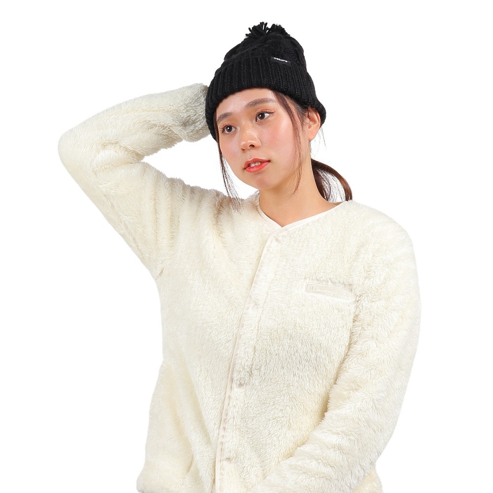 エアボーン（ARBN）（レディース）ニット帽 ニットキャップ NATURE POM AB43WC1570 BLK