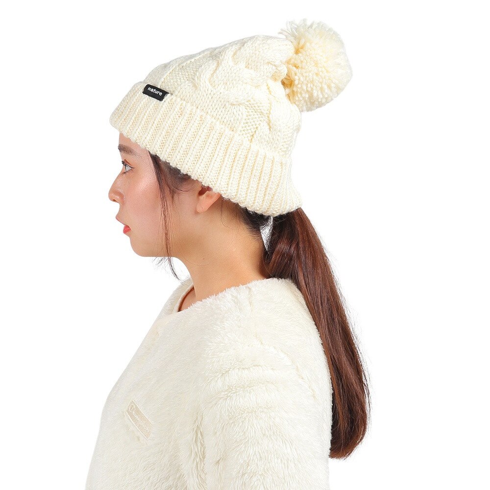 エアボーン（ARBN）（レディース）ニット帽 ニットキャップ NATURE POM AB43WC1570 WHT