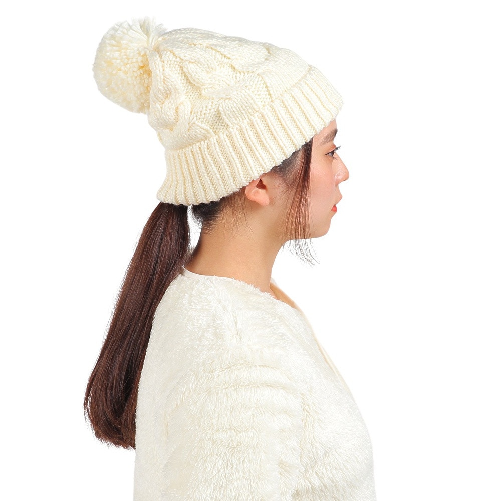 エアボーン（ARBN）（レディース）ニット帽 ニットキャップ NATURE POM AB43WC1570 WHT