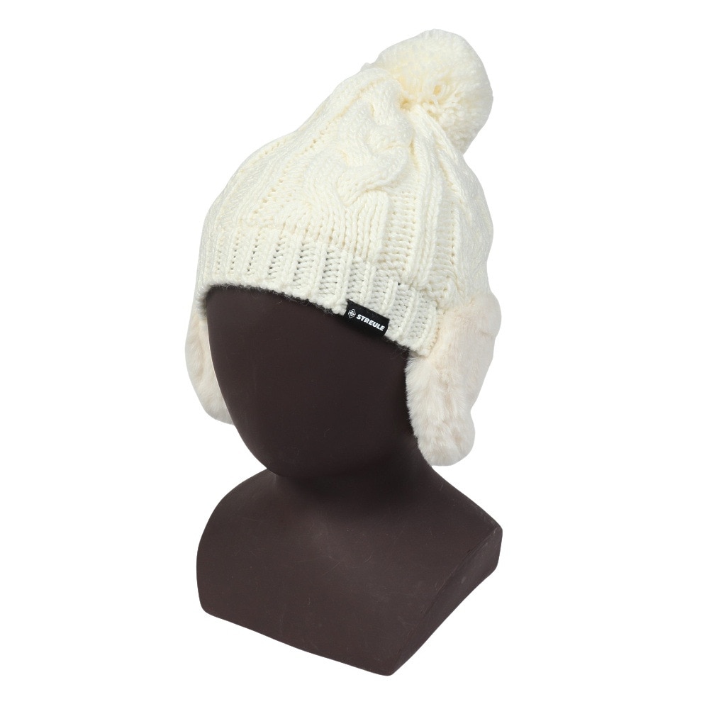 シュトロイレ（STREULE）（レディース）耳付き ポンポン ニット帽 ST24FB0050 OWHT