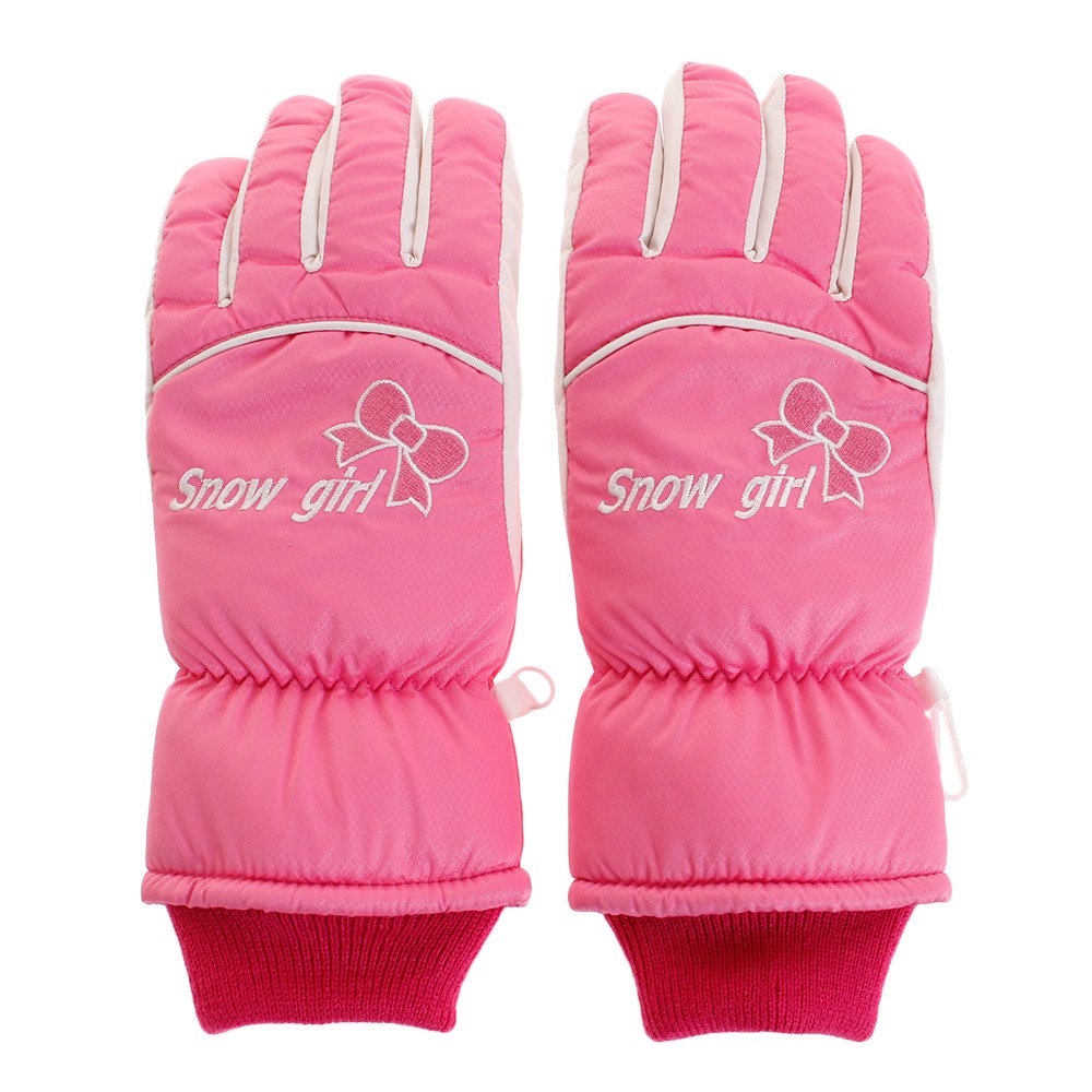 スキー スノーボード スノー グローブ ジュニア 五指リボンロゴ刺繍 W1525 27 Pk キッズ 手袋 雪遊び マルシン アウトドア キャンプ用品はエルブレス