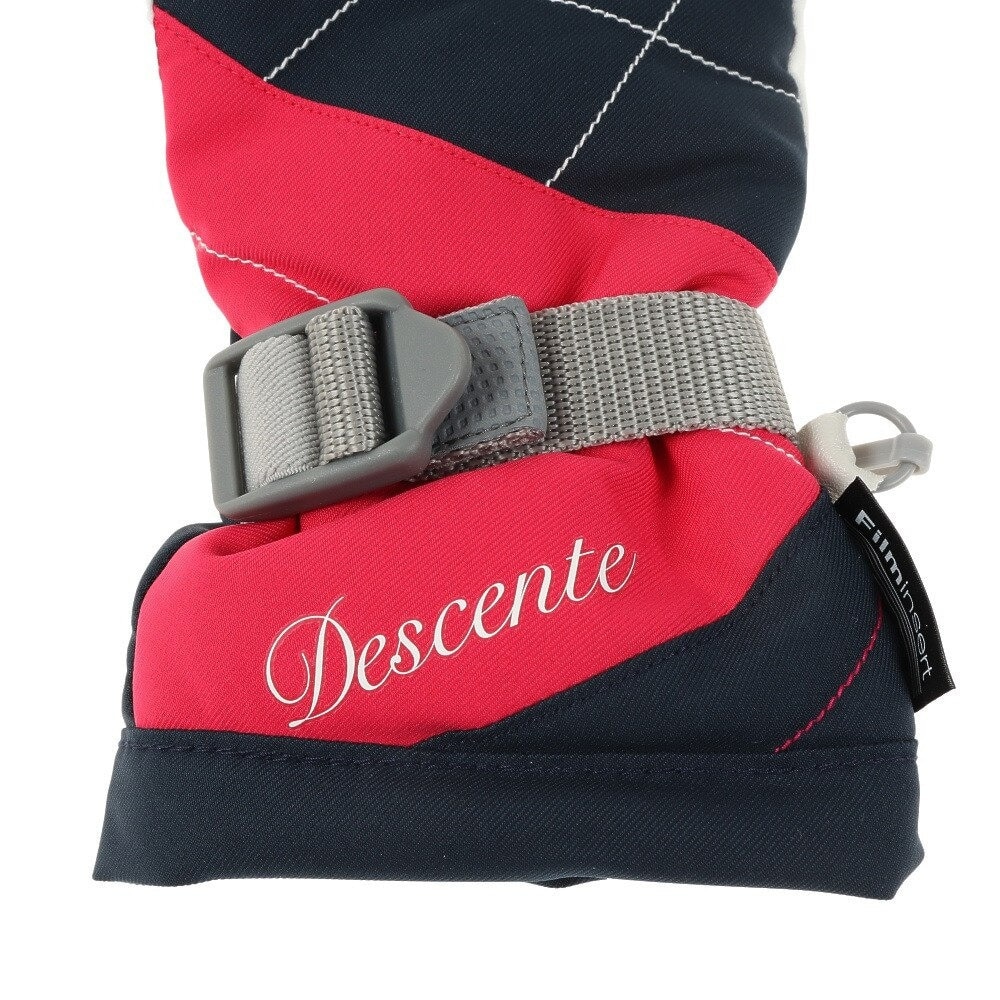 デサント（DESCENTE）（キッズ）ジュニア グローブ 手袋 5本指グローブ DWDQJD04X NPK ネイビー ピンク スキー スノーボード 雪遊び
