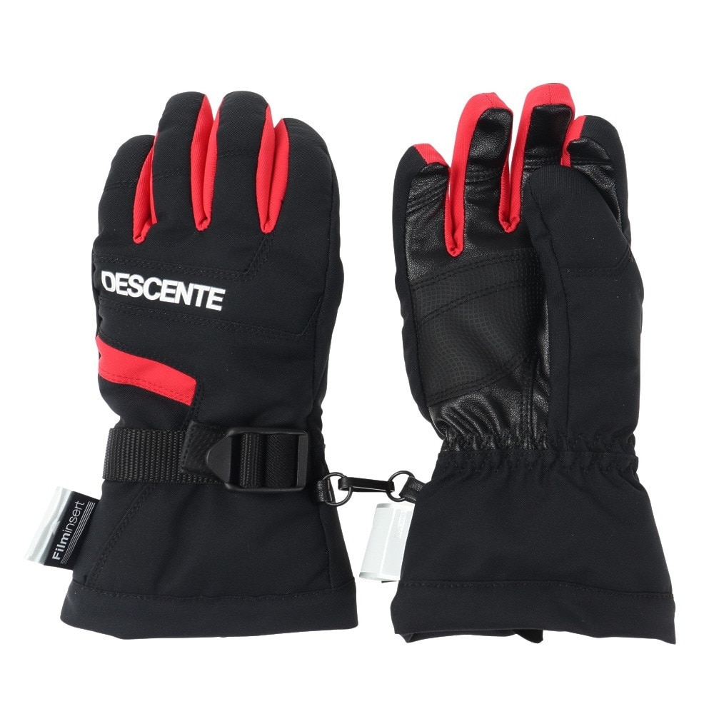 デサント（DESCENTE）（キッズ）ジュニア スキー グローブ スノーボード 手袋 スノボ ブラック 5本指グローブ DWDUJD01X BLK 防水透湿 抗菌防臭