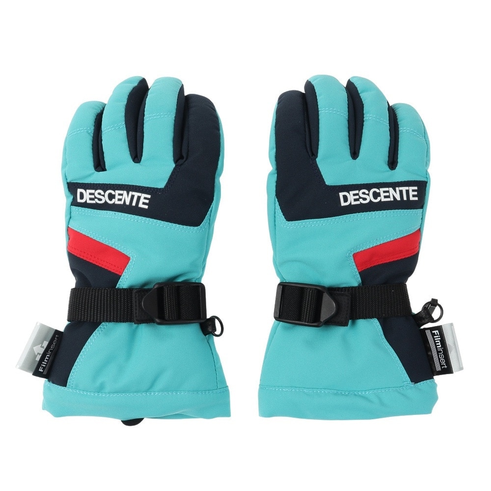 デサント（DESCENTE）（キッズ）ジュニア スキー グローブ スノーボード 手袋 スノボ ライトブルー 5本指グローブ DWDUJD01X LBL  防水透湿 抗菌防臭 マリン、ウィンタースポーツ用品はヴィクトリア