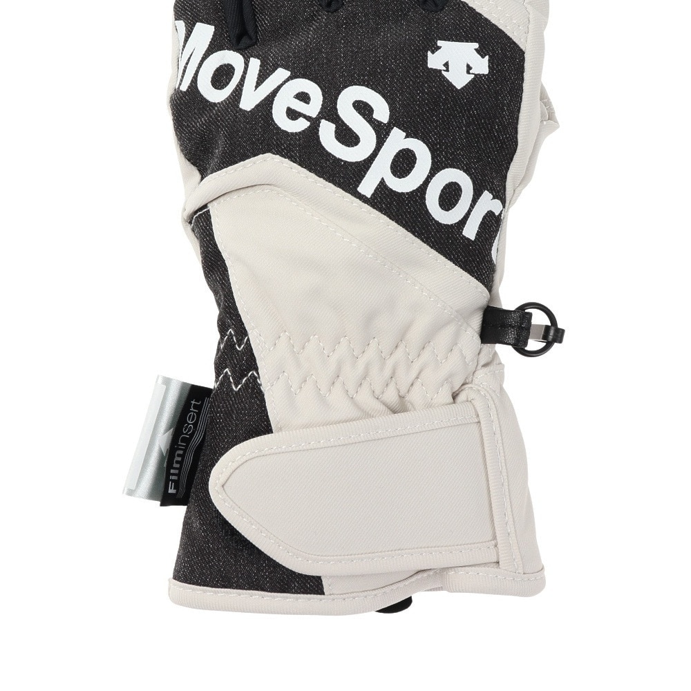 デサント（DESCENTE）（キッズ）ジュニア スキー グローブ スノーボード 手袋 スノボ ホワイト 5本指グローブ DWDUJD02X PRT 防水透湿 抗菌防臭