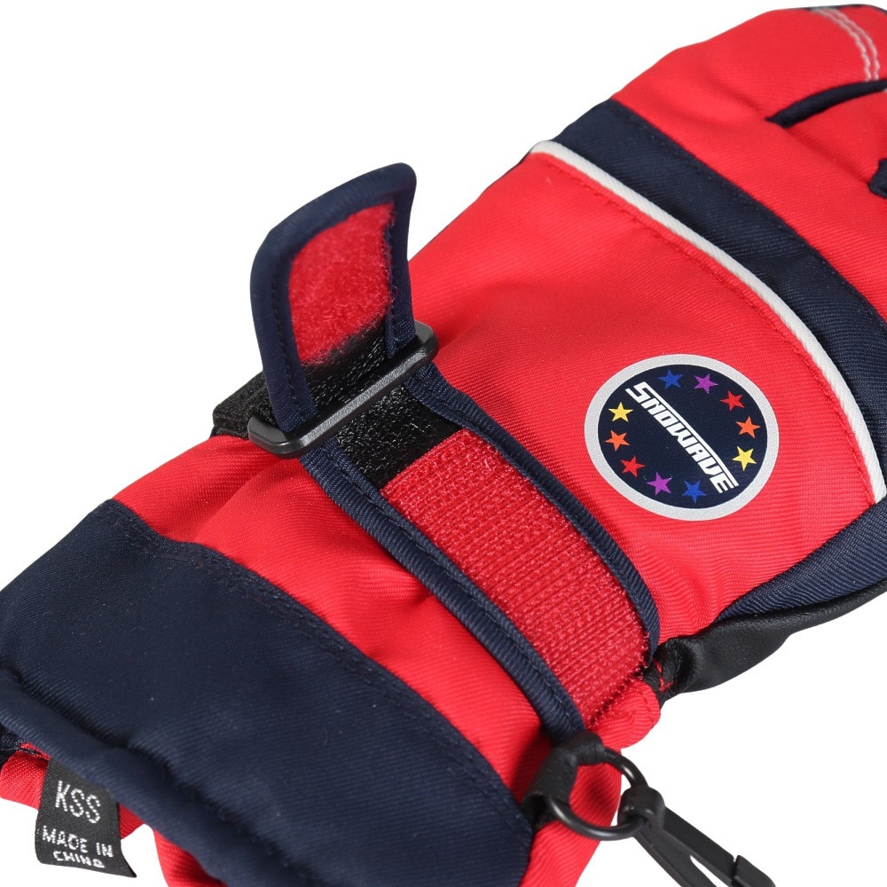 スノーウェイブ（SNOW WABE）（キッズ）ジュニア 子供 スキーグローブ スノボ グローブ 23SW-2590KBG RED