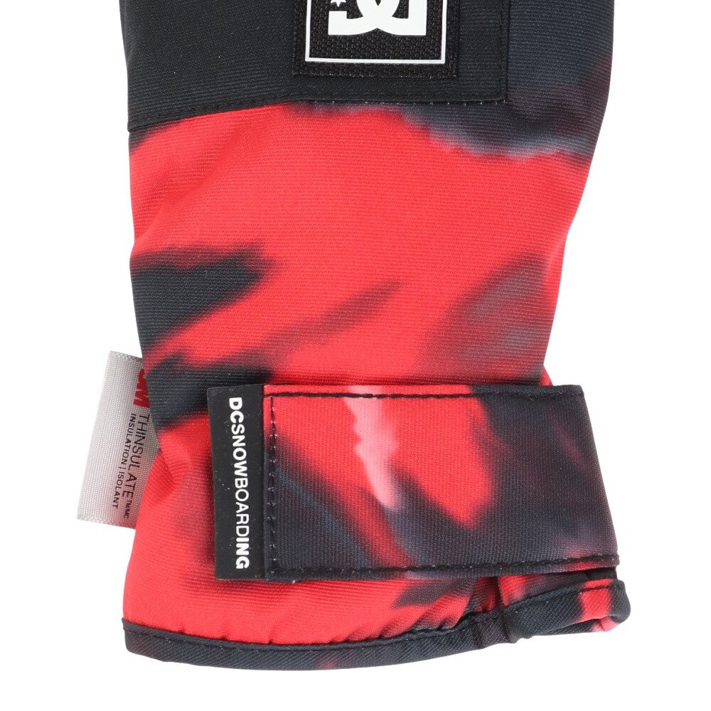 ディーシー・シュー（DC SHOE）（キッズ）FRANCHISE YOUTH ミトン 五本指 23SNADBHN03005XKRS ブラック レッド 手袋 防水 撥水 スキー スノーボード 雪遊び