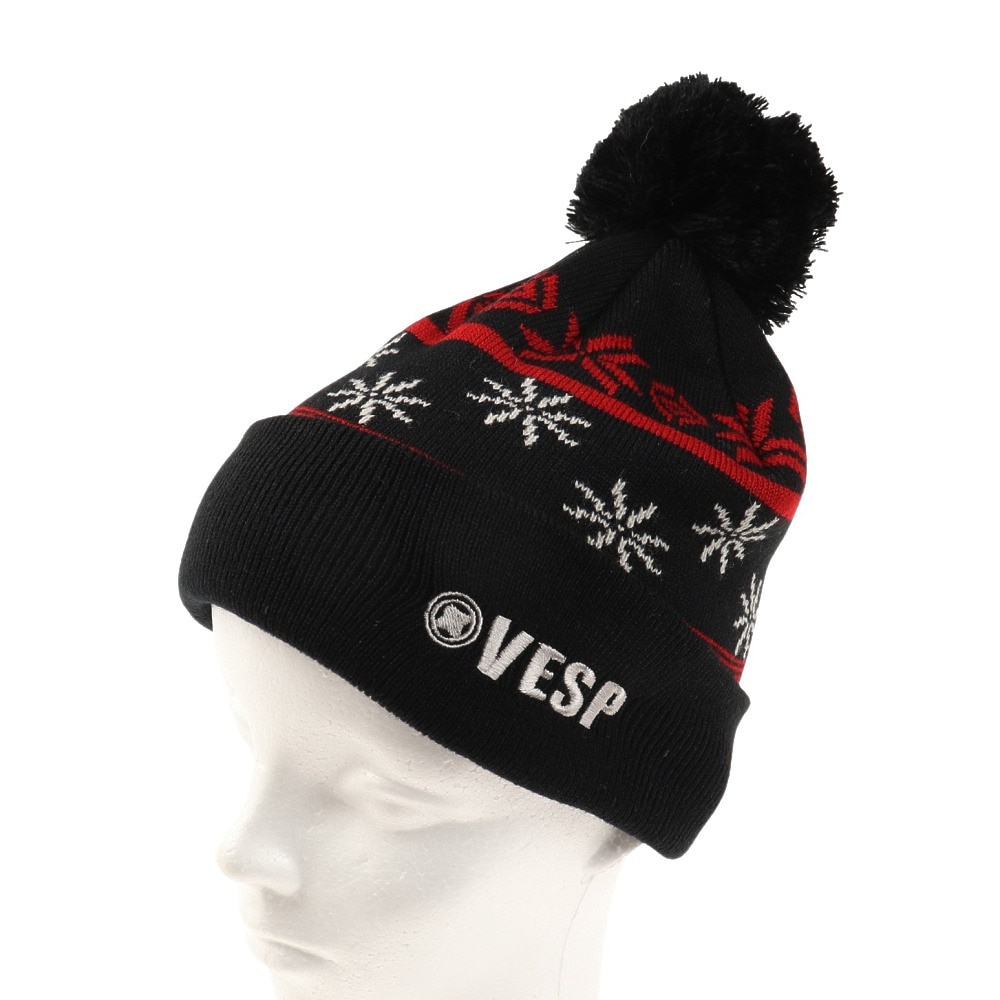 ベスプ（VESP）（キッズ）ジュニア 帽子 ニットキャップ VPJB1002BK ブラック ニット帽 ポンポン スキー スノーボード 雪遊び