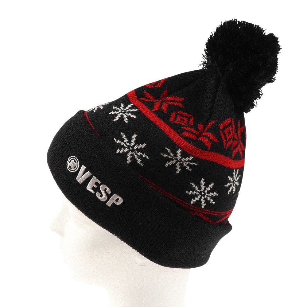 ベスプ（VESP）（キッズ）ジュニア 帽子 ニットキャップ VPJB1002BK ブラック ニット帽 ポンポン スキー スノーボード 雪遊び
