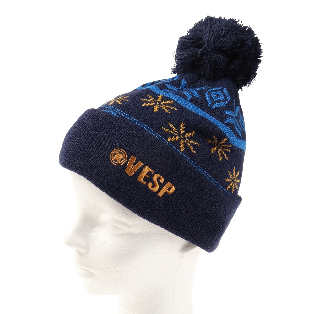 ベスプ（VESP）（キッズ）ジュニア 帽子 ニットキャップ VPJB1002NV ネイビー ニット帽 ポンポン スキー スノーボード 雪遊び