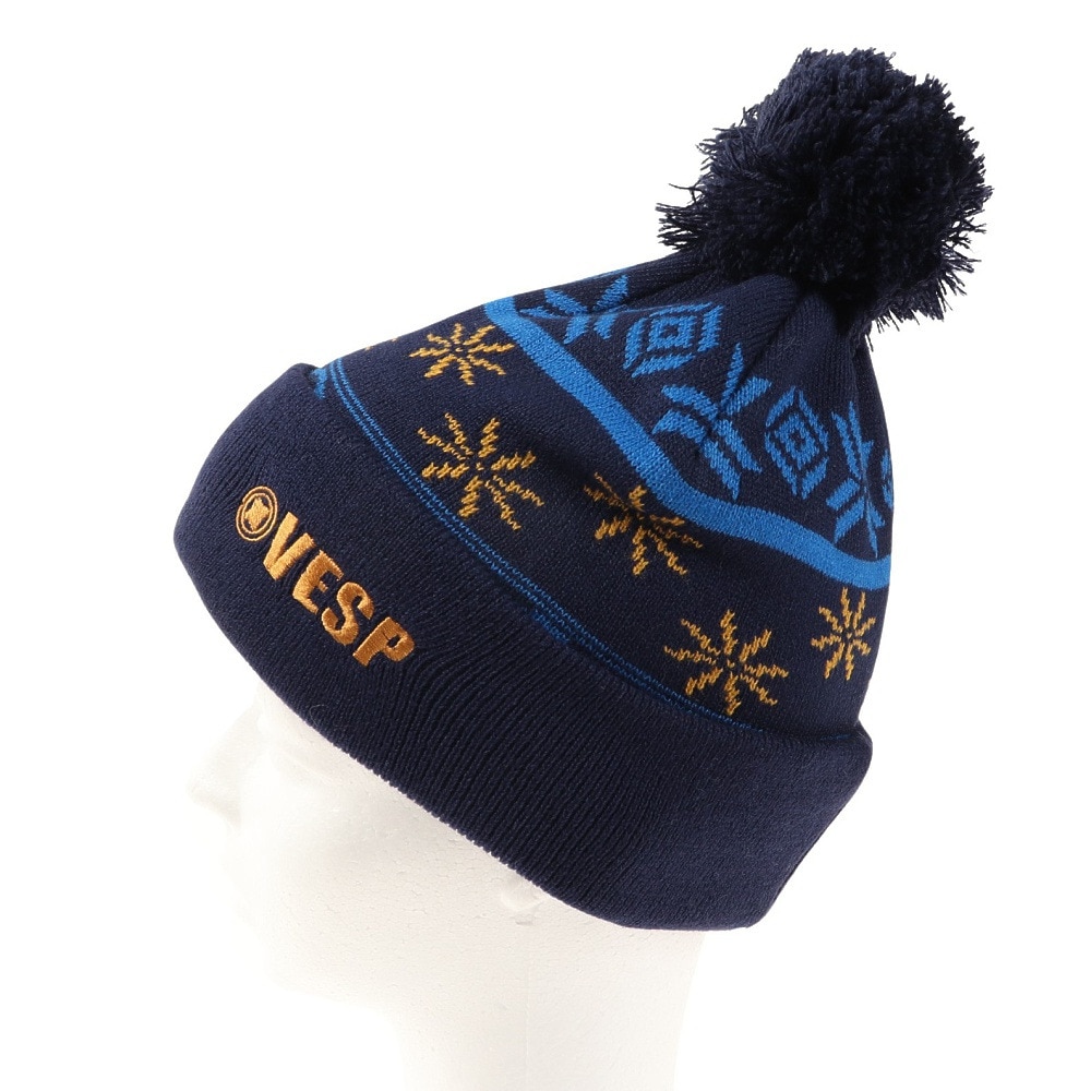 ベスプ（VESP）（キッズ）ジュニア 帽子 ニットキャップ VPJB1002NV ネイビー ニット帽 ポンポン スキー スノーボード 雪遊び