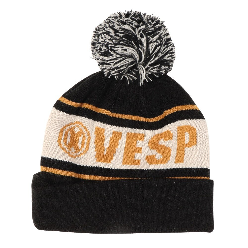 ベスプ（VESP）（キッズ）ジュニア 帽子 ニットキャップ VPJB1003BK ブラック ニット帽 ポンポン スキー スノーボード 雪遊び