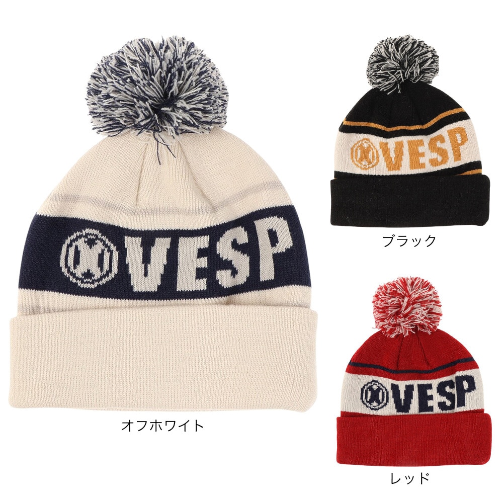 ベスプ（VESP）（キッズ）ジュニア 帽子 ニットキャップ VPJB1003BK ブラック ニット帽 ポンポン スキー スノーボード 雪遊び