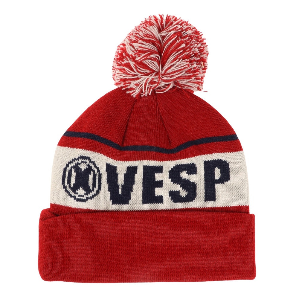 ベスプ（VESP）（キッズ）ジュニア 帽子 ニットキャップ VPJB1003RD レッド ニット帽 ポンポン スキー スノーボード 雪遊び