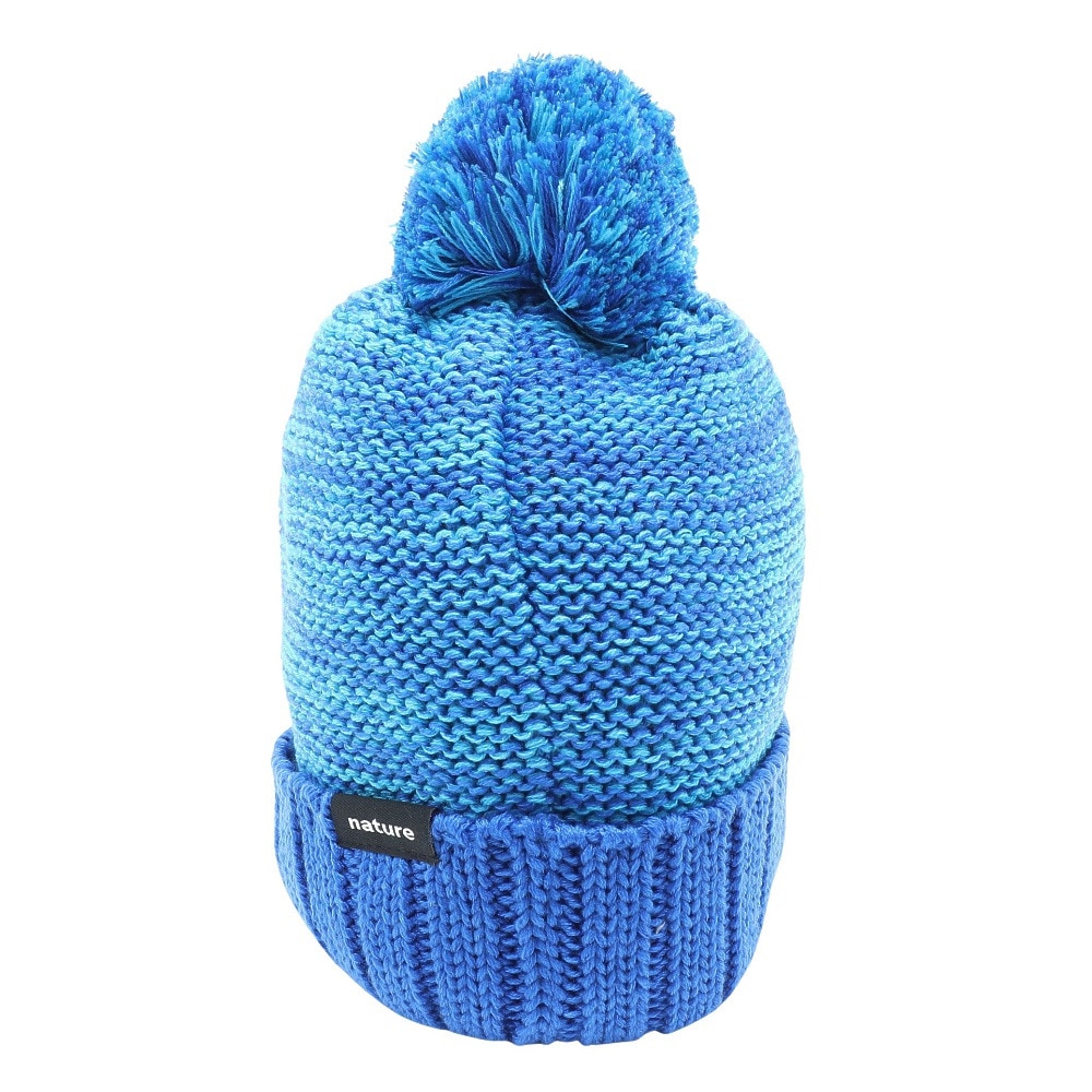 エーアールビーエヌ（ARBN）（キッズ）ジュニア 帽子 ニット帽 ポンポン ブルー NATURE POM ニットキャップ AB33WC1392 BLU 防寒 雪あそび